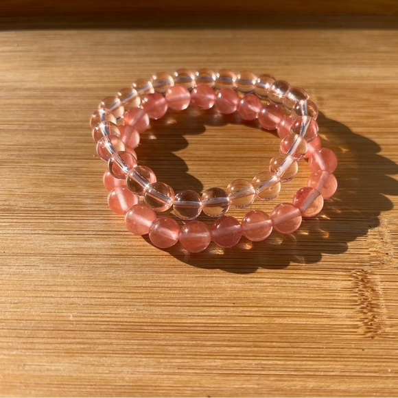 Hand Crafted Rose Quartz Bracelet Set - Picture 2 of 6